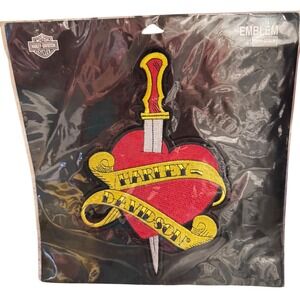 Harley-Davidson‎ Emblem Patch Sew On Applique Heart Dagger Biker Badge NOS 2010